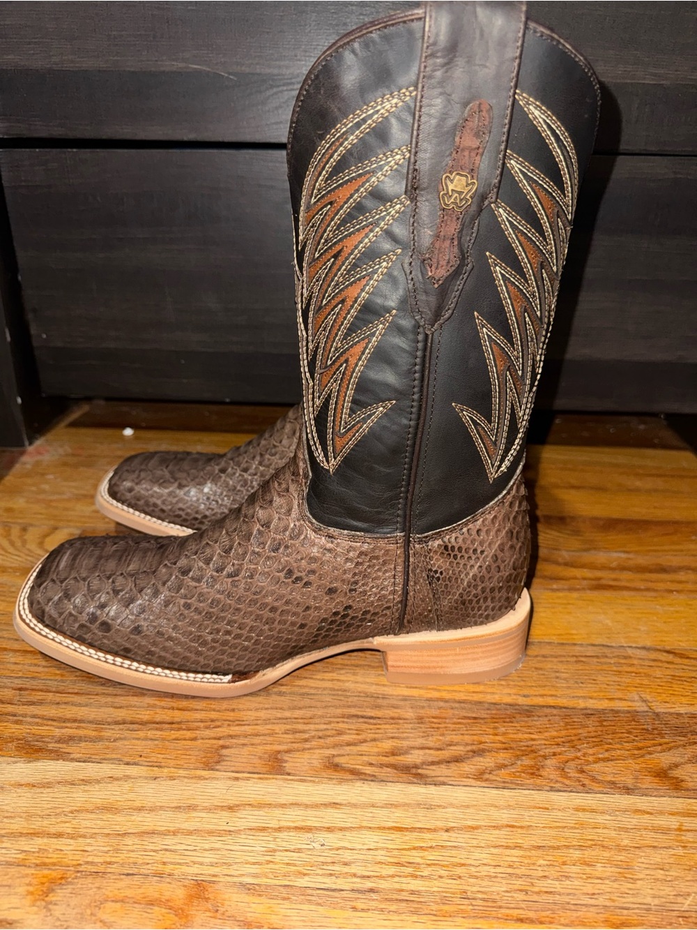 Men's Chocolate Brown Exotic Python Western Boots